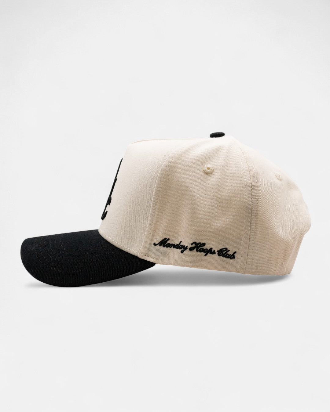 Monday Hoops Club Script Snapback Trucker Hat Cream & Black