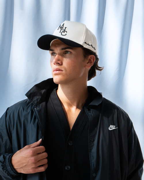 Monday Hoops Club Script Snapback Trucker Hat Cream & Black