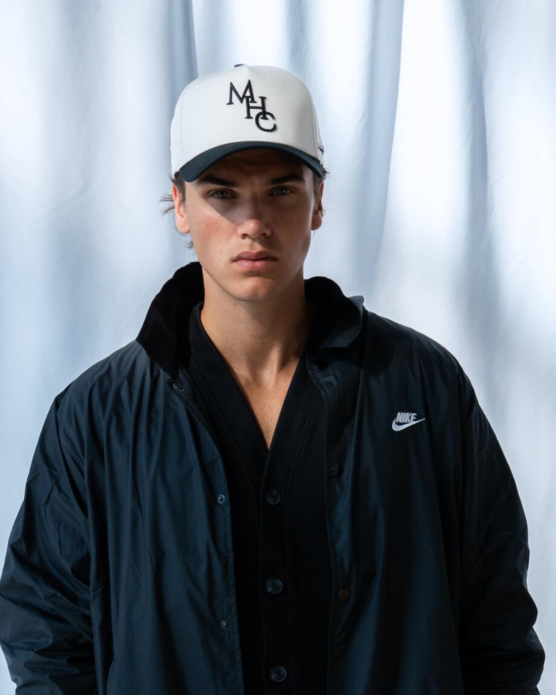 Monday Hoops Club Script Snapback Trucker Hat Cream & Black