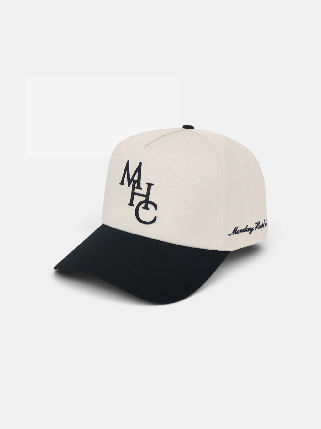 Monday Hoops Club Script Snapback Trucker Hat Cream & Black